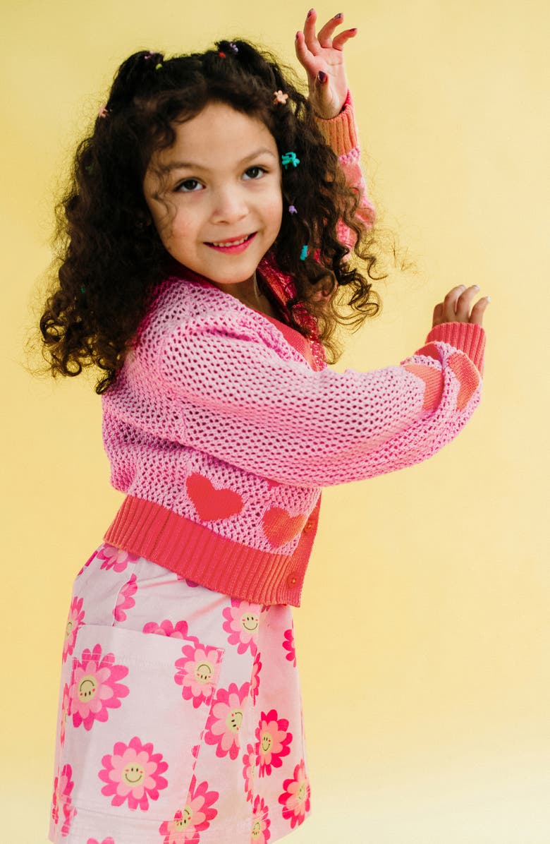 Rock Your Kid Kids
 Heart Cotton Cardigan, Alternate, color, Pink