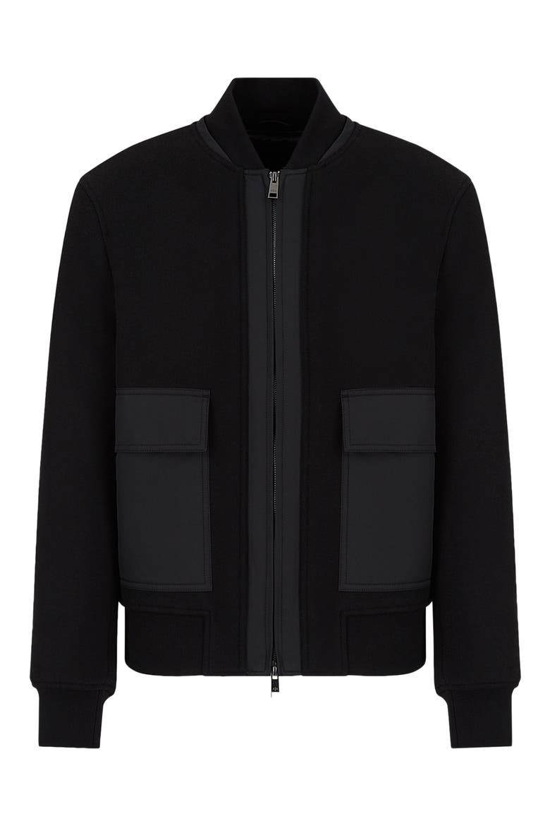 AX Armani Exchange Wool Bomber Jacket, Alternate, color, SOLID BLACK