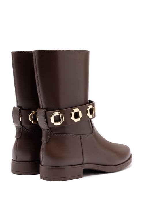 Larroude Milan Flat Bootie In Brown