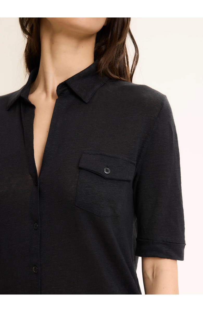 Majestic Filatures Stretch Linen 3/4 Sleeve Pocket Shirt, Alternate, color, Noir