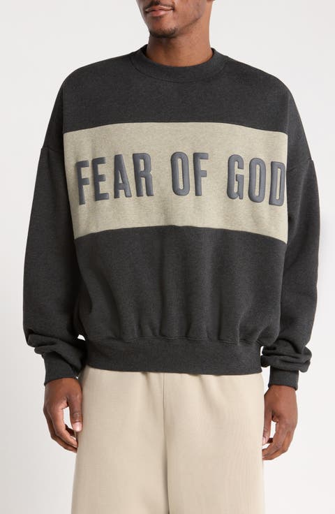 Paneled Relaxed Crop Fleece Sweatshirt
