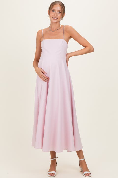 Spaghetti Strap Printed A-Line Midi Dress