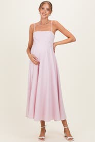 PinkBlush Spaghetti Strap Printed A-Line Midi Dress