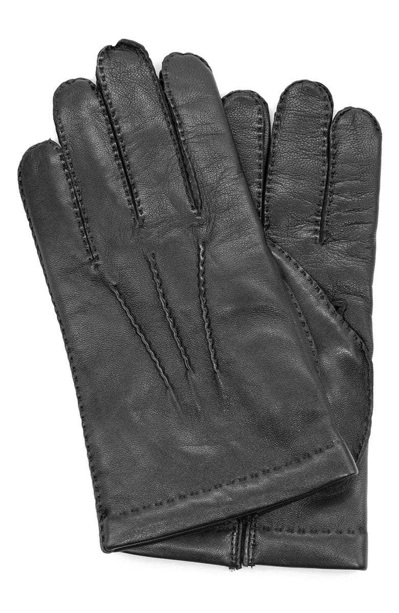 Portolano Cashmere Lined Handsewn Corded Gloves, Main, color, Black