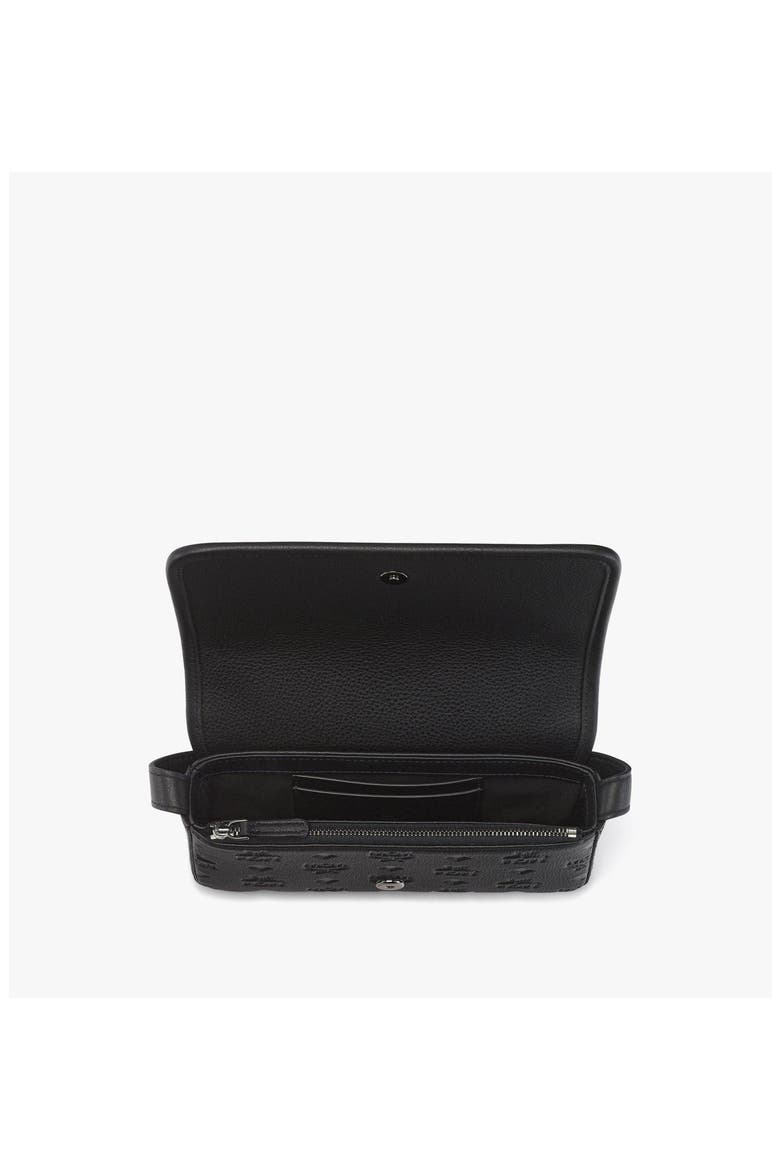 Aren Crossbody Wallet in Embossed Monogram Leather, Alternate, color, Black