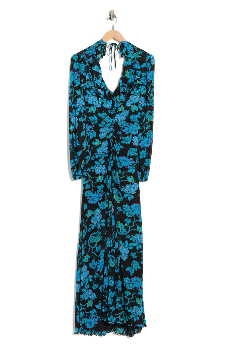 Diane von Furstenberg Sean Floral Long Sleeve Midi Dress, Alternate, color, China Vine Black Medium