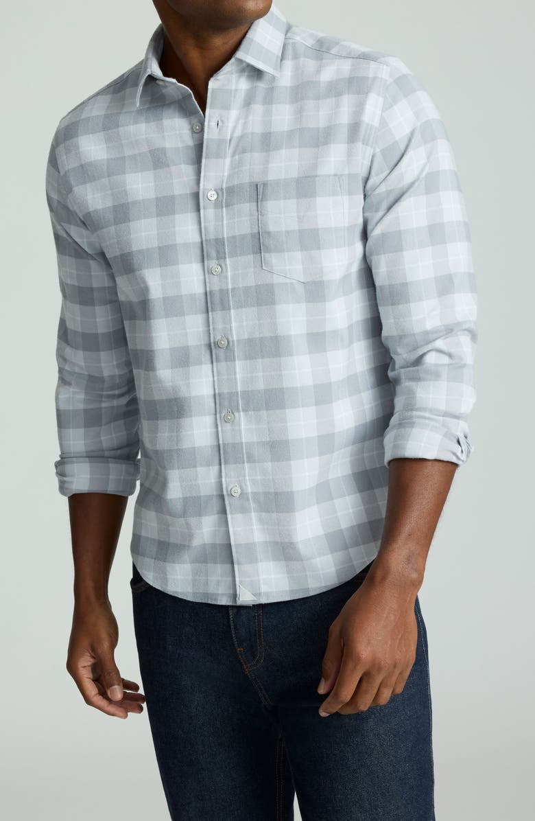 UNTUCKit Brightlake Check Performance Flannel Button-Up Shirt, Main, color, Grey