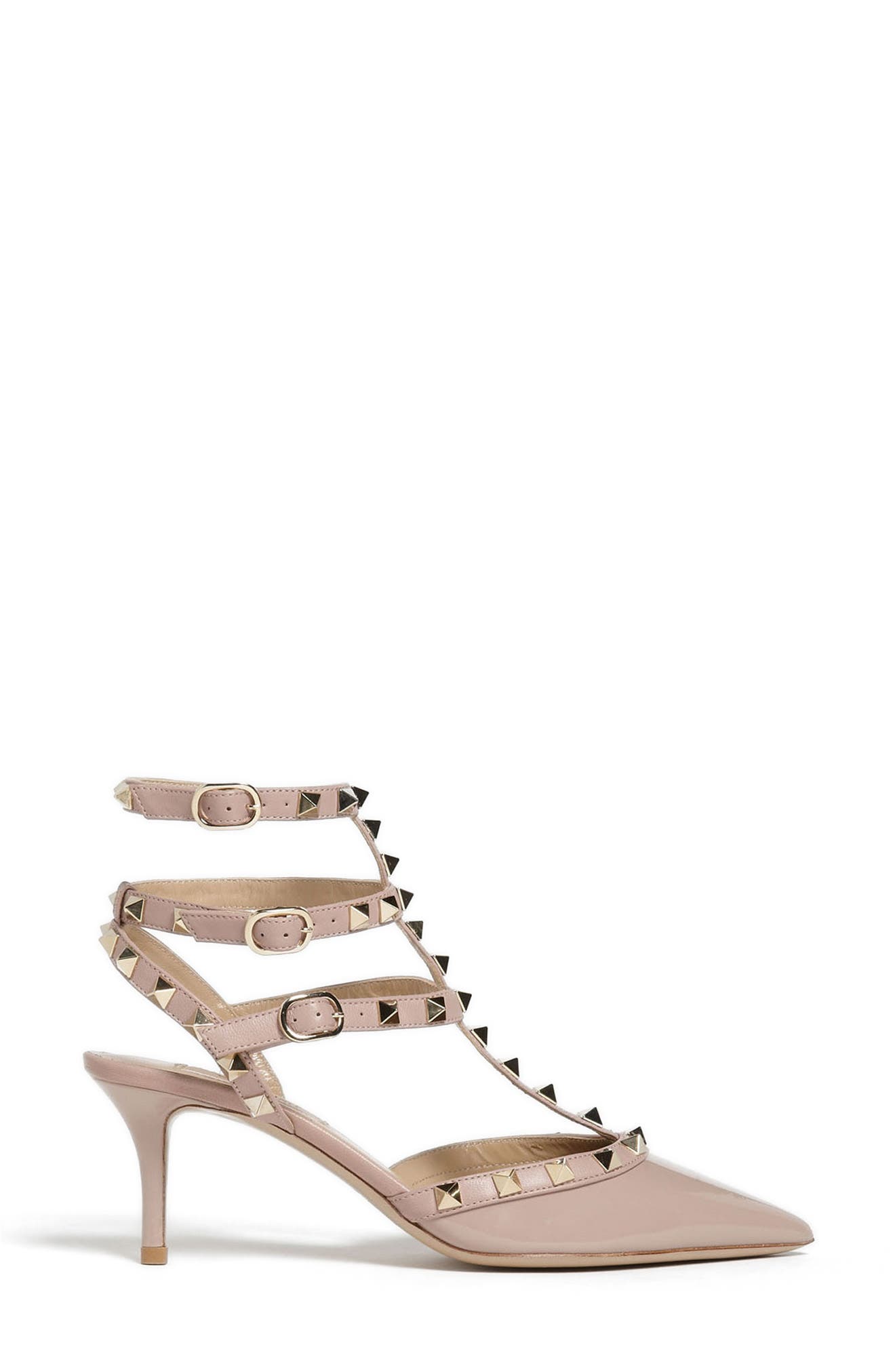 Rockstud Strappy Pointed Toe Pump, Alternate, color, P45 POUDRE/POUDRE