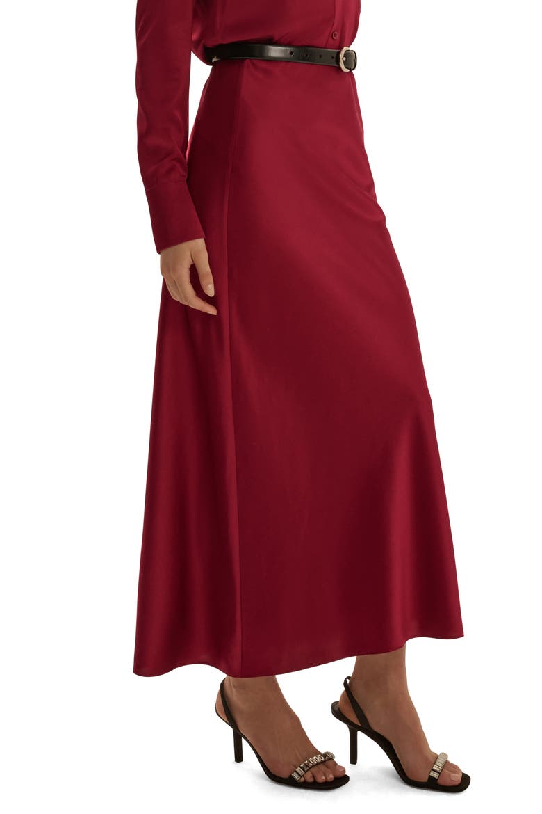 The Favorite Silk Blend Skirt, Alternate, color, CRANBERRY