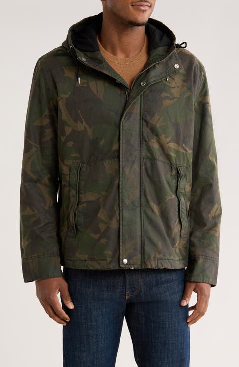 Atticus Camo Print Hooded Cotton Jacket
