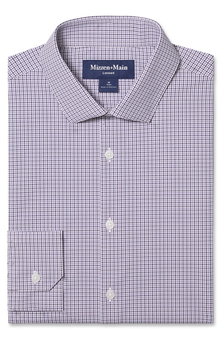 Mizzen+Main Leeward Trim Fit Plaid Performance Button-Up Shirt, Alternate, color, Purple Dusk Sam Plaid