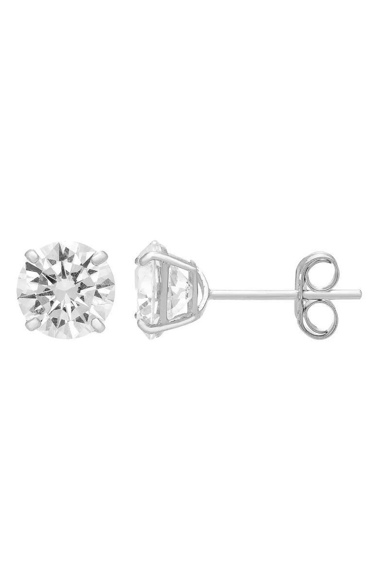 A&M 14K Gold Cubic Zirconia 6mm Stud Earrings, Main, color, White