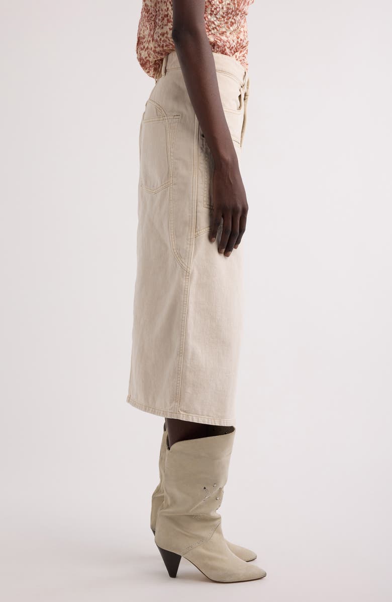 Isabel Marant Britt Denim Midi Skirt, Alternate, color, Ecru