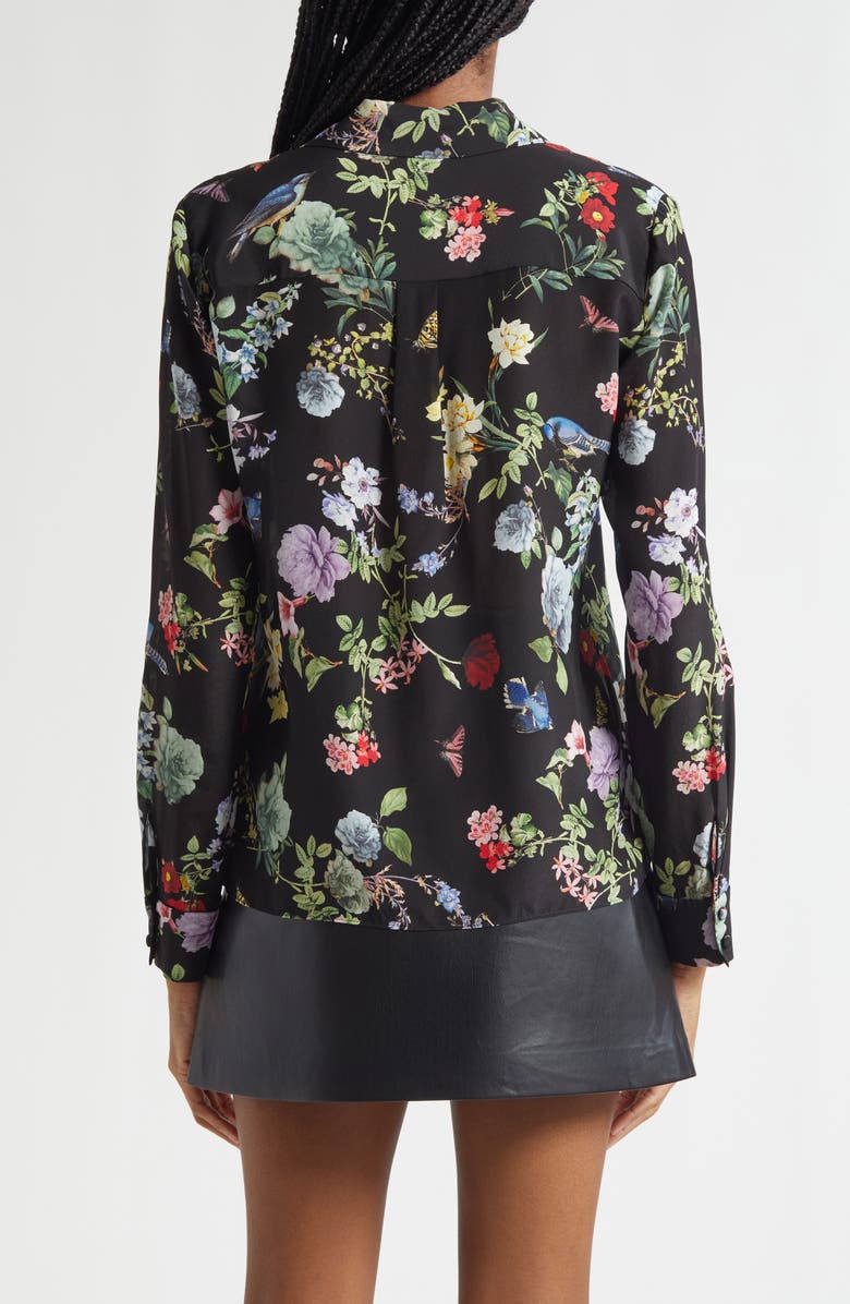 Alice + Olivia Floral Silk Button-Up Shirt, Alternate, color, Venus Floral