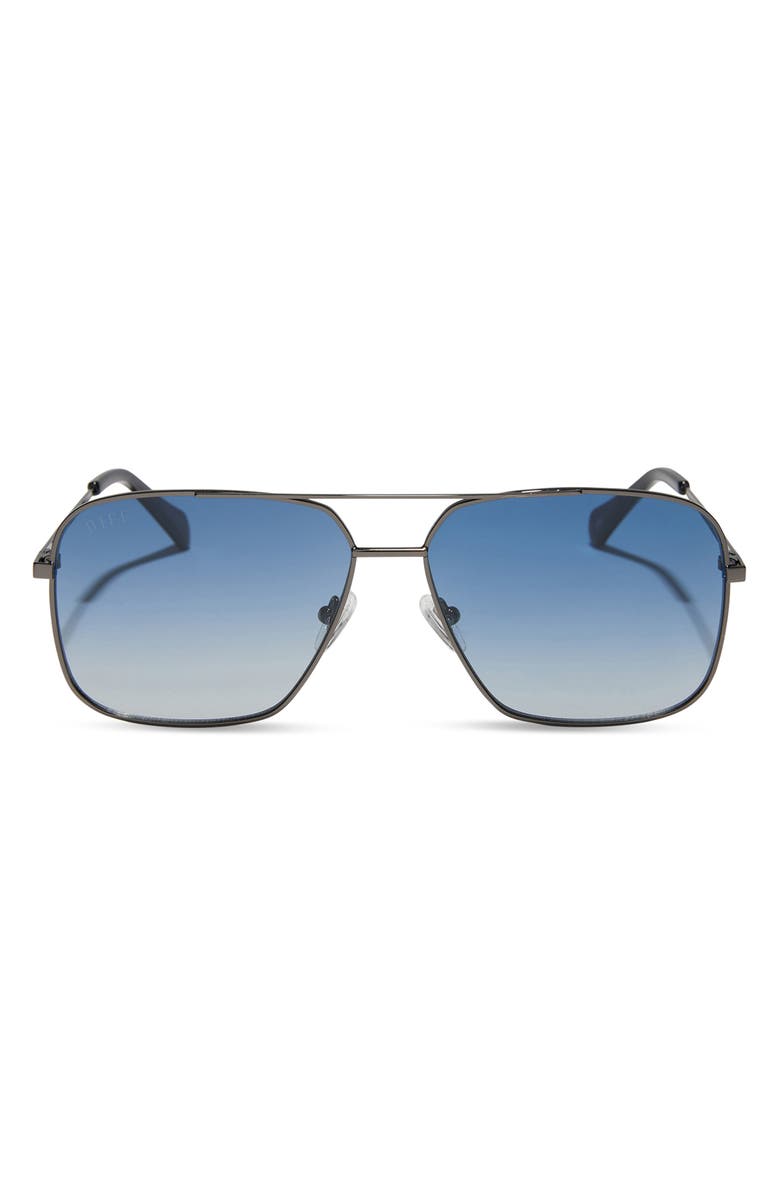 DIFF 59mm Leo Navigator Sunglasses, Main, color, Gunmetal