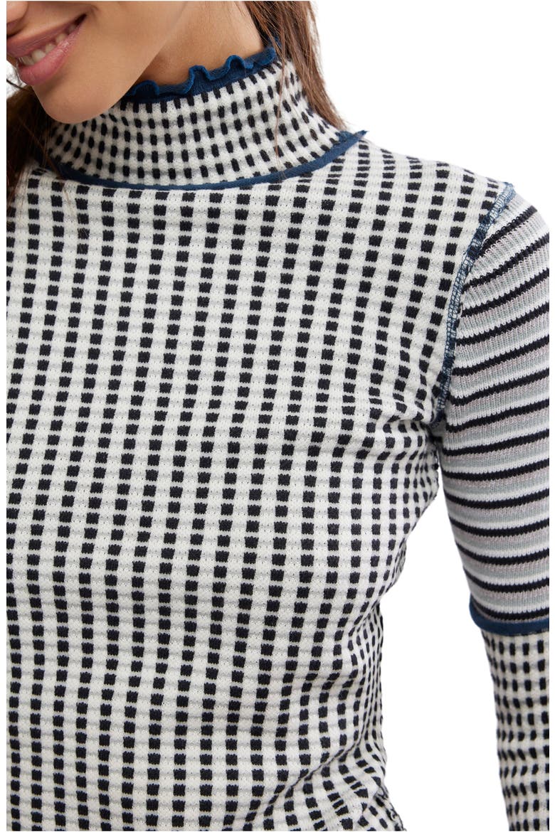 Gamer Cuff Crop Stretch Cotton Blend Sweater, Alternate, color, IVORY COMBO
