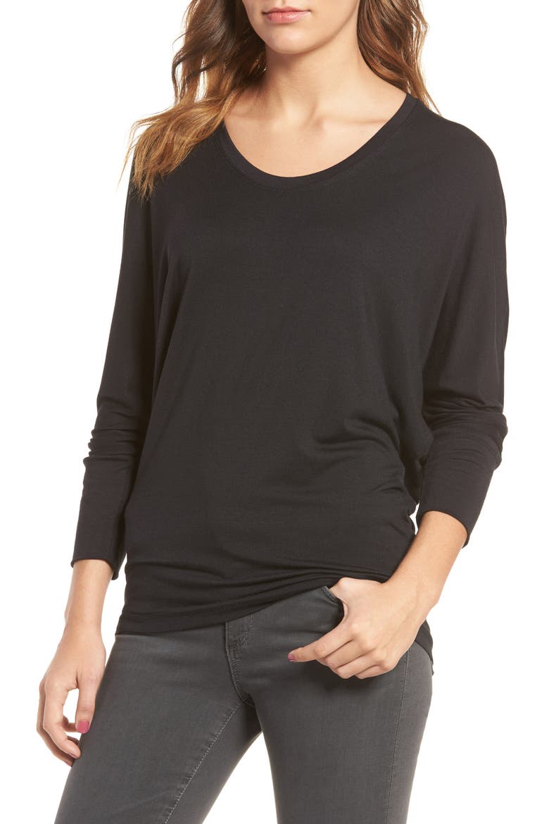 Zoe Long Sleeve Tee, Main, color, BLACK