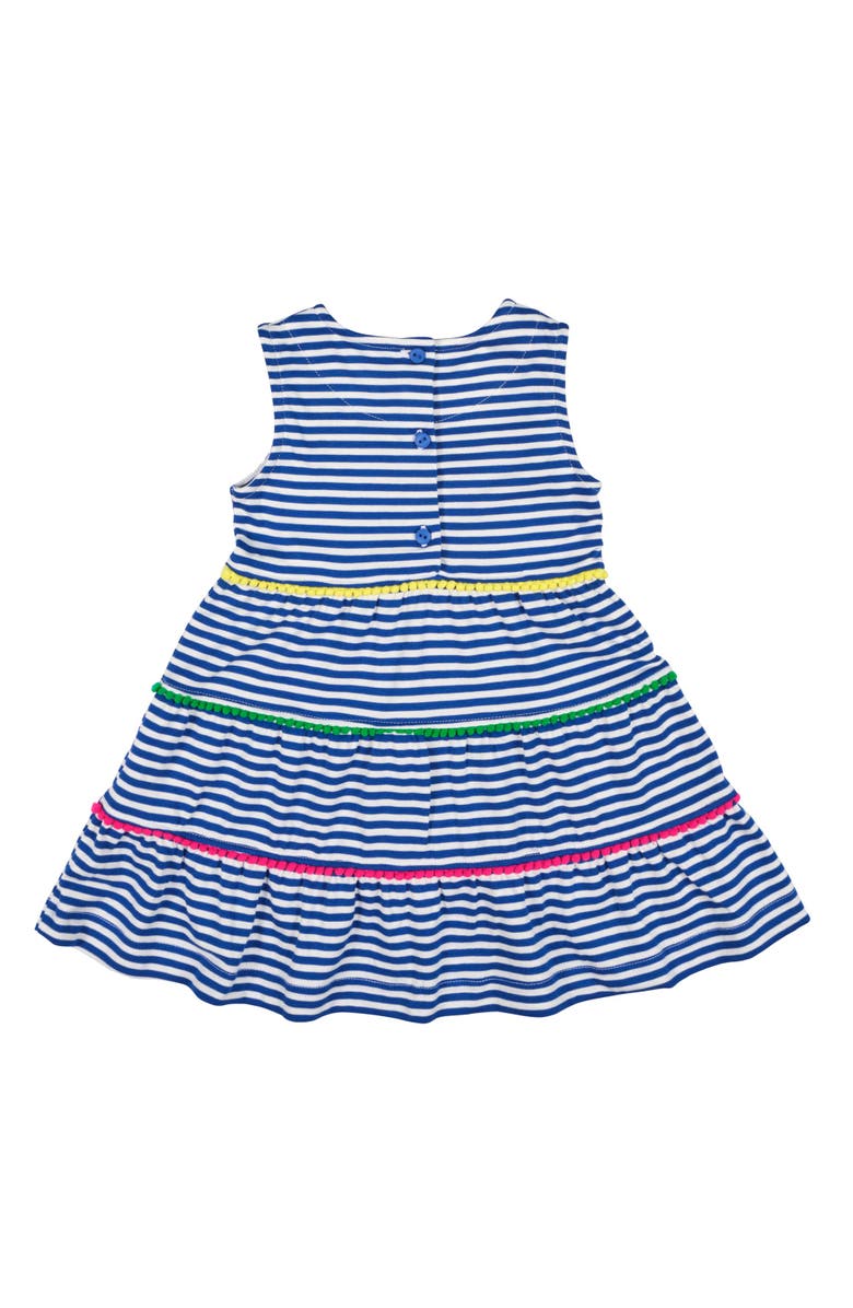 Florence Eiseman Stripe Knit Dress With Pom Poms & Flowers, Alternate, color, Blue/White