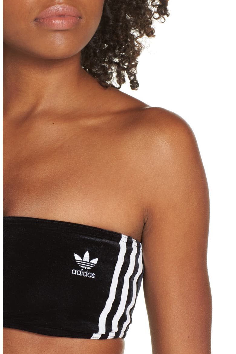 3-Stripes Strapless Bra, Alternate, color, BLACK