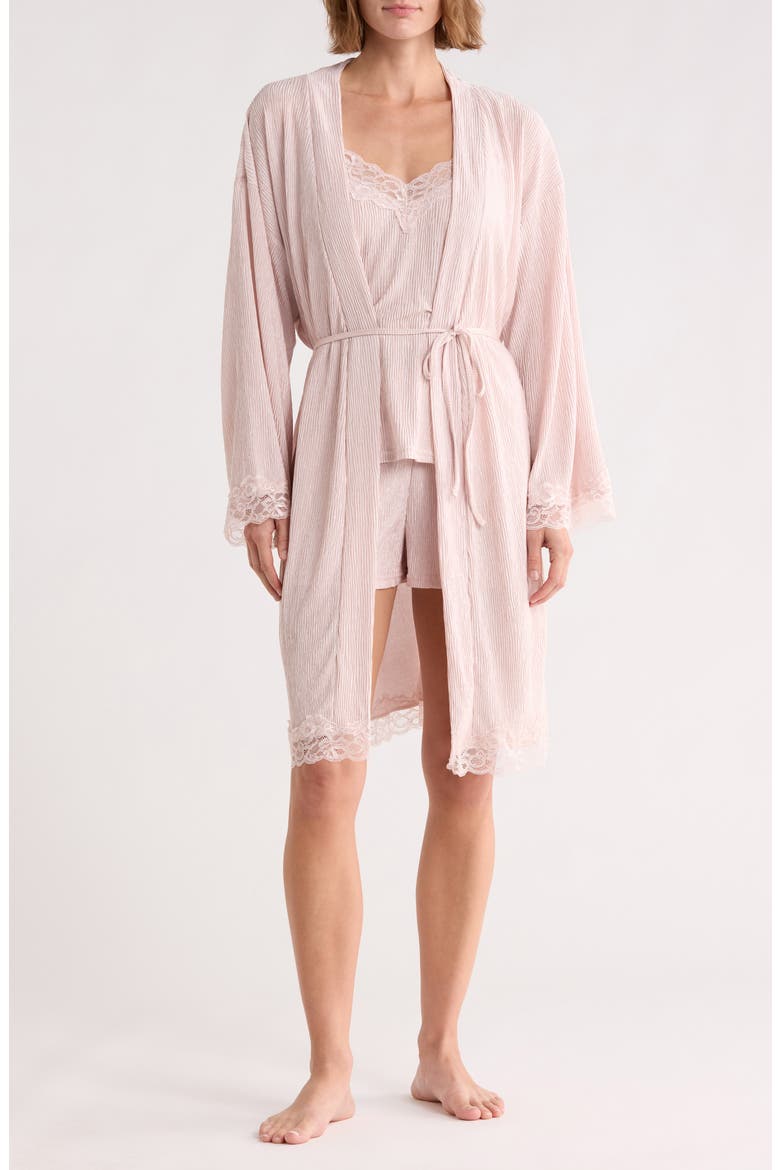 Pleated Lace Trim Pajamas, Main, color, PALE PEONY
