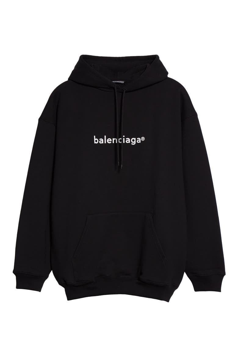 Copyright Logo Oversize Men's Hoodie, Alternate, color, BLACK/ WHITE