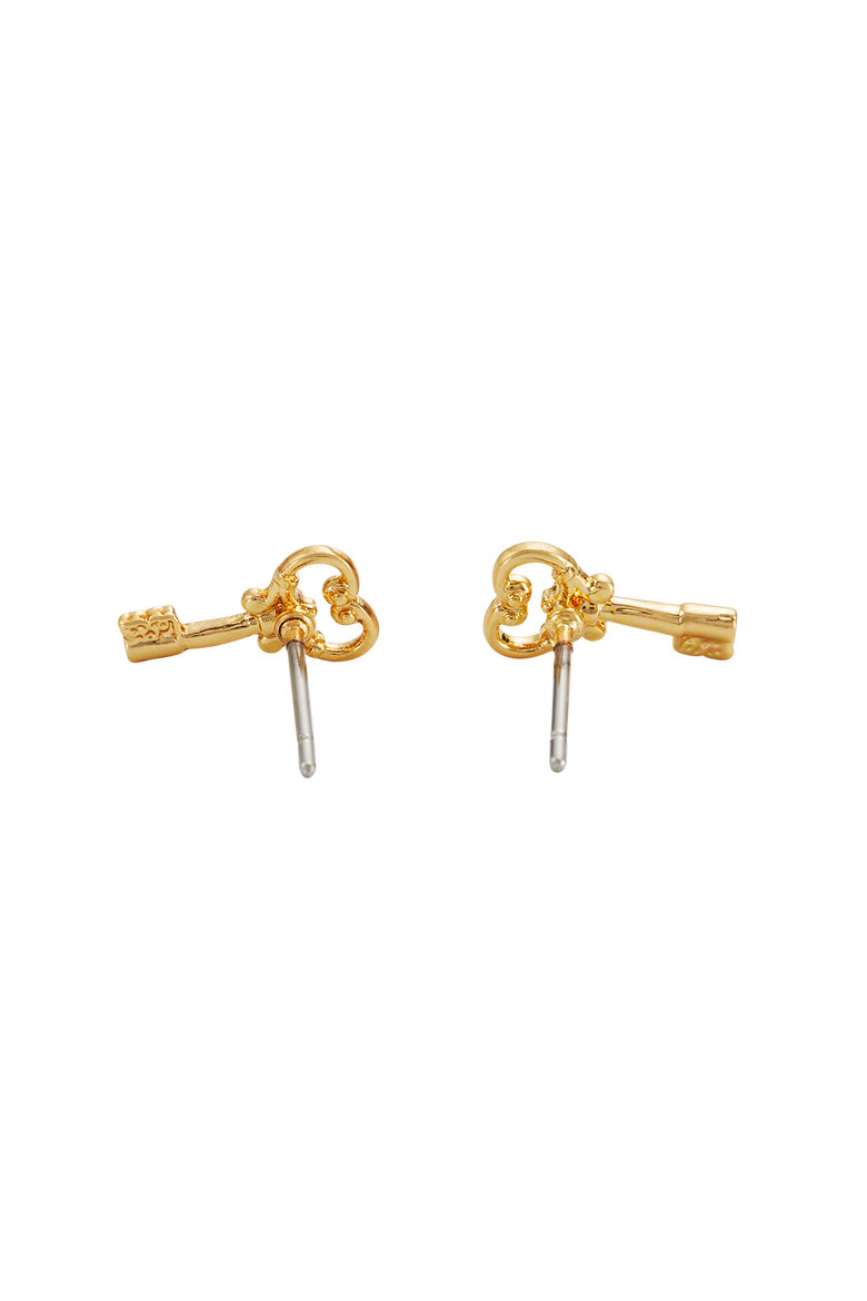 Key Stud Earrings, Alternate, color, Gold