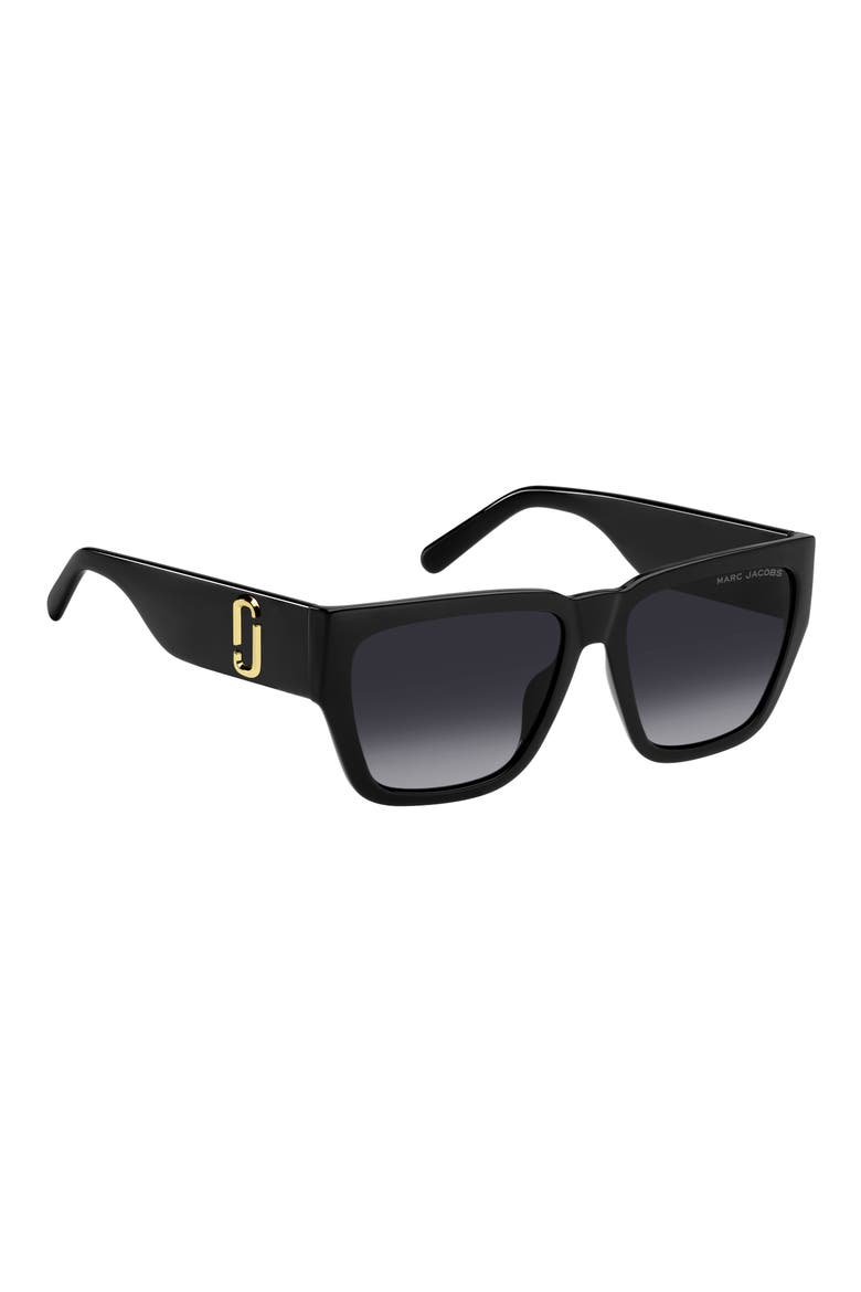 57mm Gradient Square Sunglasses, Alternate, color, BLACK GREY/ GRAY POLAR