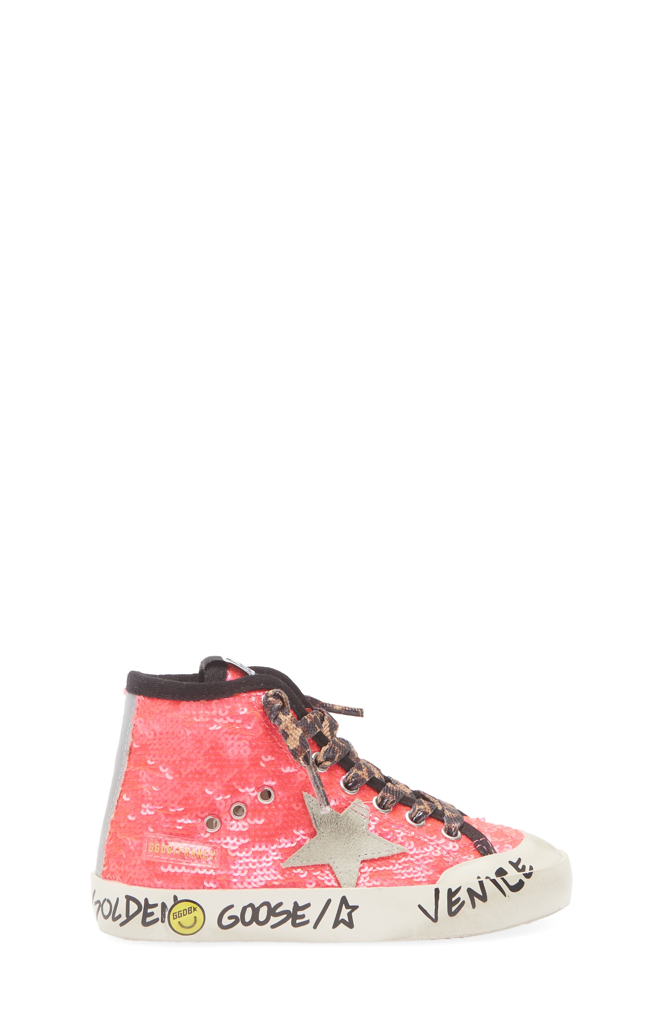 Golden Goose Kids' Francy Penstar Sequin High Top Sneaker, Alternate, color, Pink Fluo/ Ice/ Silver