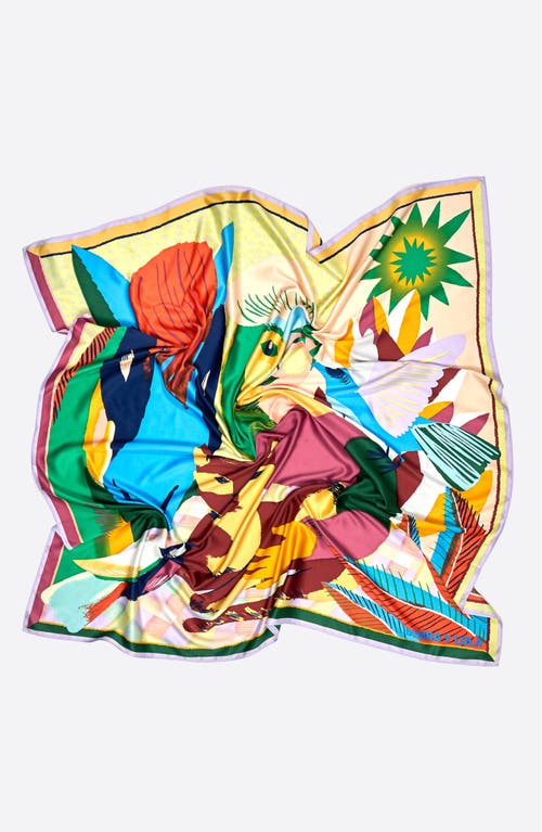 Bimba Y Lola Fauvism Style Portrait Scarf In Green