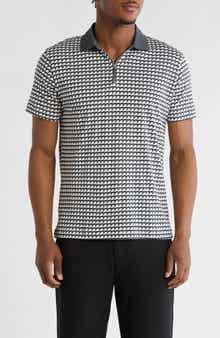 DENIM AND FLOWER Geo Print Quarter Zip Polo