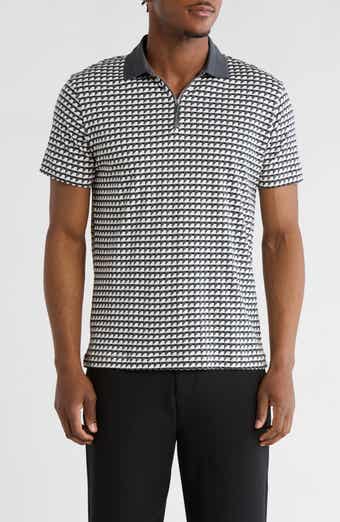 DENIM AND FLOWER Geo Print Quarter Zip Polo