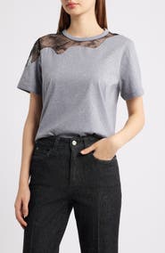 BOSS Eptima Lace Inset Cotton T-Shirt
