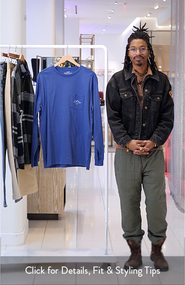 Winter Scene Long Sleeve Cotton Graphic Pocket T-Shirt, sales video thumbnail