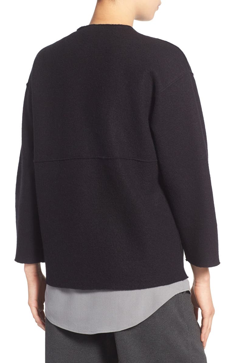 Eileen Fisher Round Neck Wool Jacket, Alternate, color,