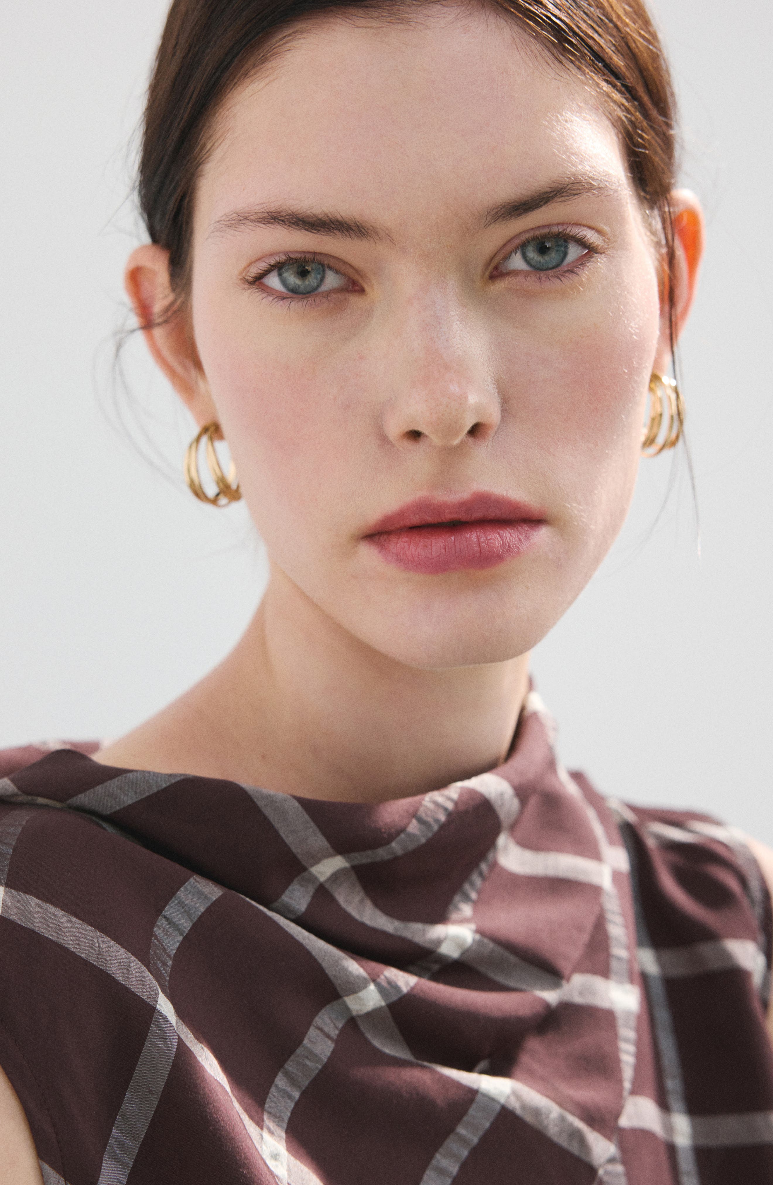 MANGO Check Cap Sleeve Top (Women) | Nordstromrack
