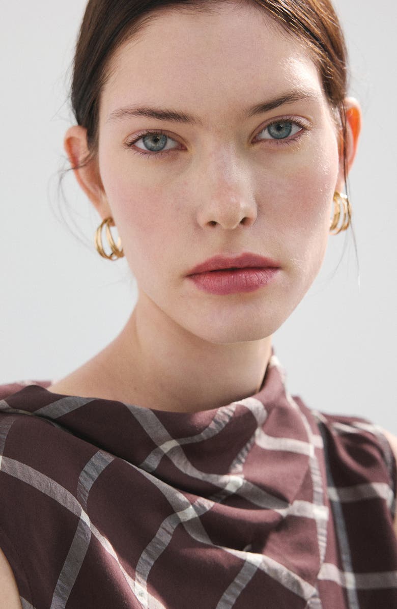 MANGO Check Cap Sleeve Top, Alternate, color, 