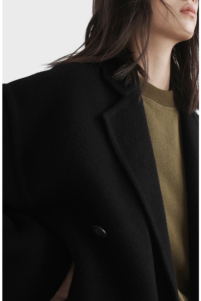 Thea Double Breasted Wool Coat, Alternate, color, BLACK