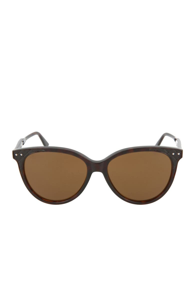 Bottega Veneta Core 55mm Oval Cat Eye Sunglasses, Alternate, color, Shiny Havana Dark Espresso