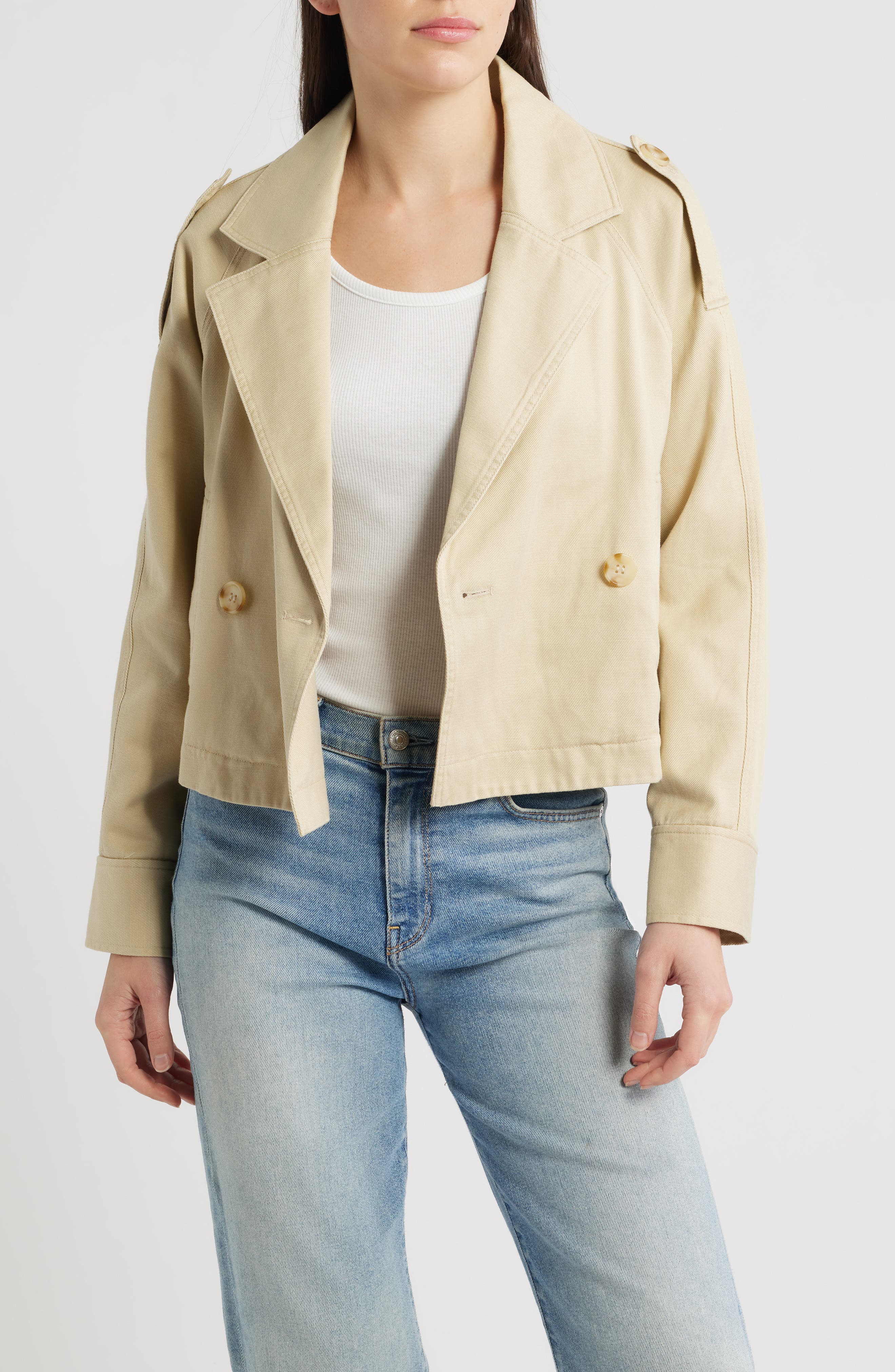 Double Breasted Crop Trench Jacket