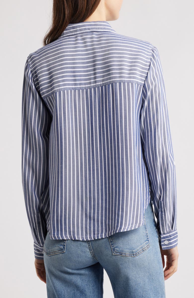 beachlunchlounge Fallon Crop Button-Up Shirt, Alternate, color, Blue Tide