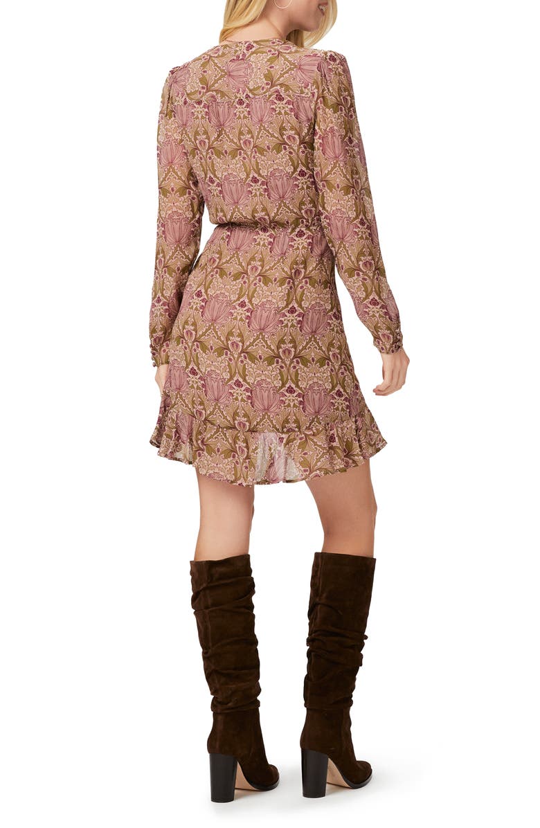 PAIGE x Morris & Co. Bodega Print Long Sleeve Silk Georgette Faux Wrap Dress, Alternate, color, 