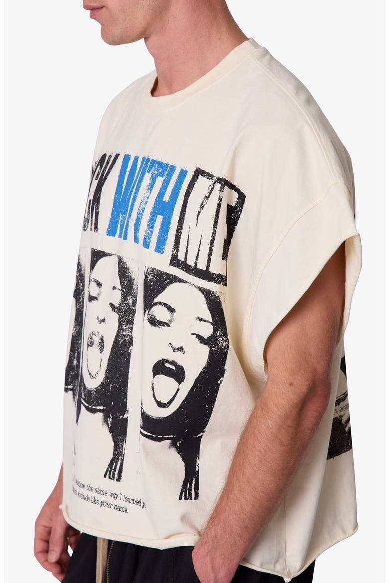 Stuck with Me Distressed Graphic Cutoff T-Shirt, Alternate, color, OFF WHITE