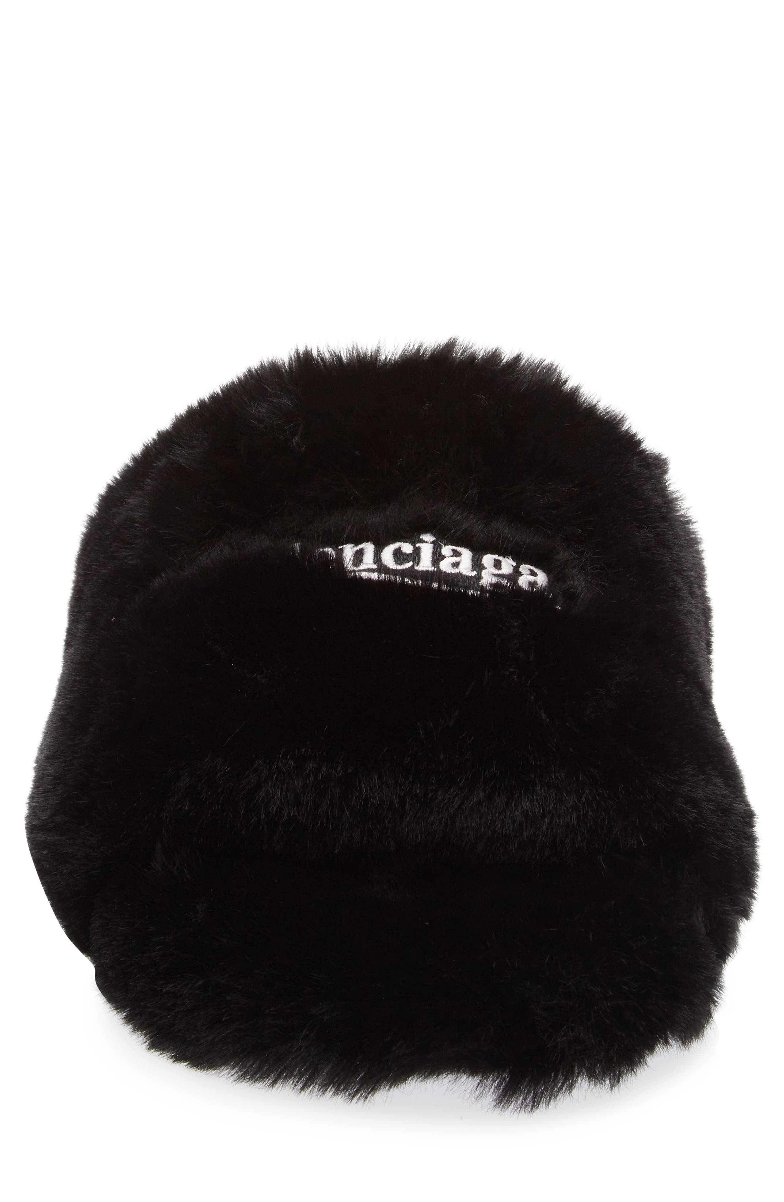 Balenciaga Furry Faux Shearling Slide Sandal, Alternate, color, 