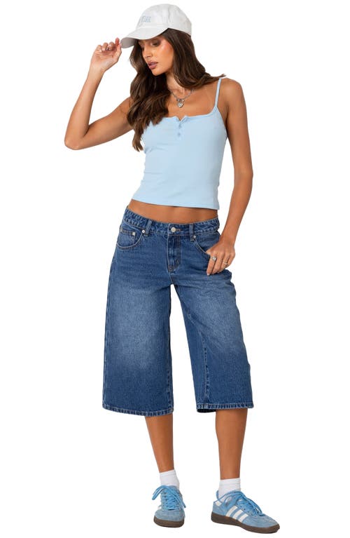 Edikted Ribbed Henley Tank Top In Blue