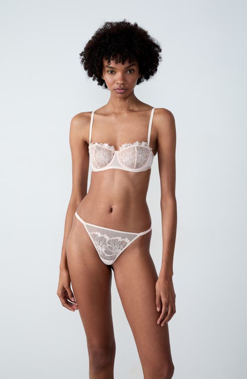 Etam Amaryllis Embroidered Thong In White