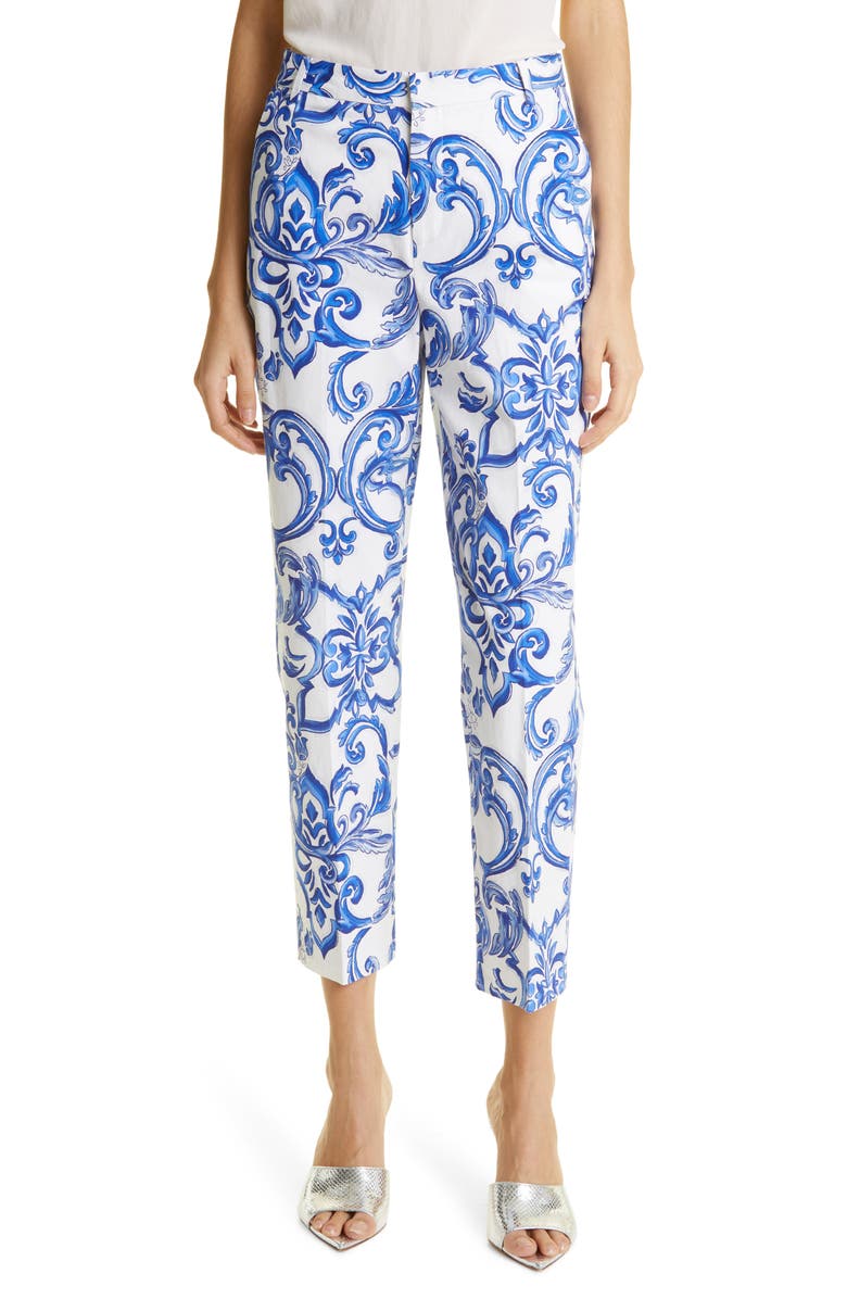 L'AGENCE Ludivine Stretch Cotton Ankle Trousers, Main, color, 