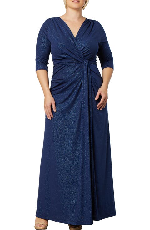 Romanced by Moonlight Glitter A-Line Jersey Gown (Plus Size)