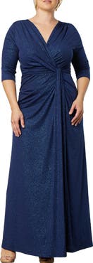 Kiyonna Romanced by Moonlight Glitter A-Line Jersey Gown