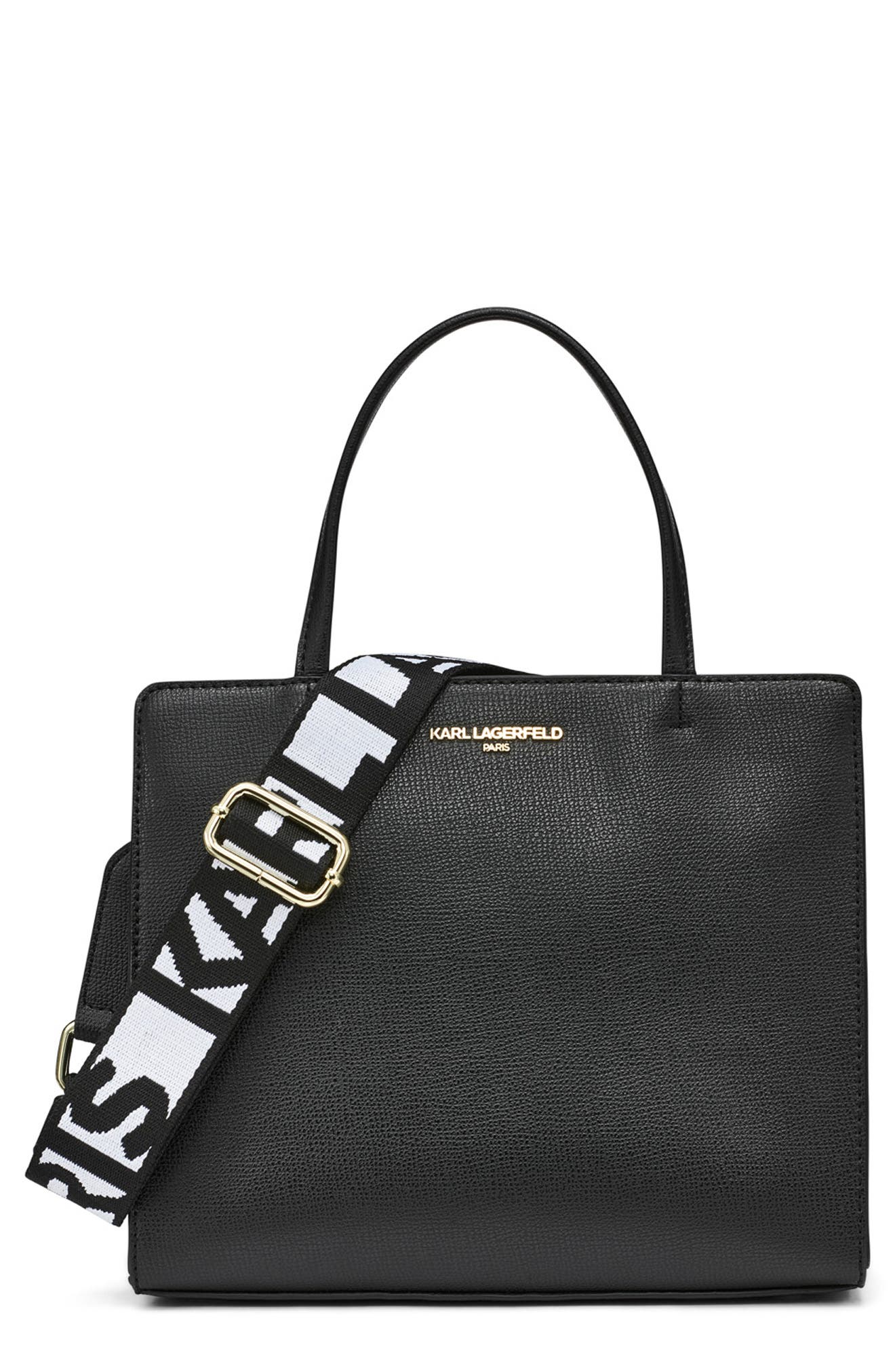 Karl Lagerfeld Paris Maybelle Satchel In Black/ Gold