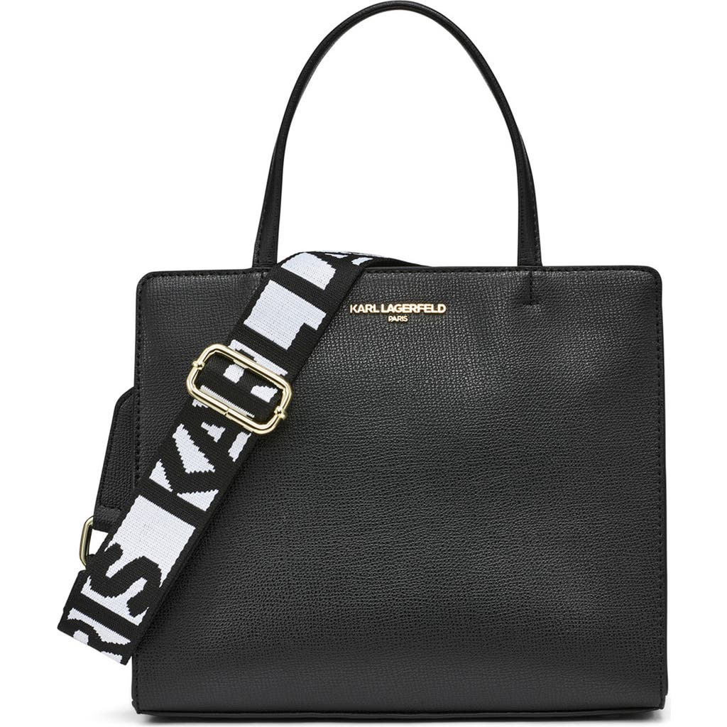 Karl Lagerfeld Paris Maybelle Satchel In Black/ Gold
